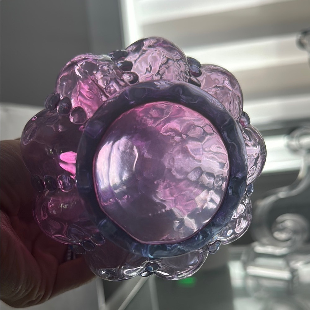 Purple Glass Vase with Ruffled Edge - Picture 3 of 7